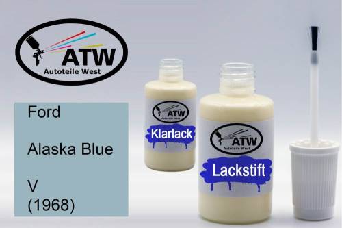 Ford, Alaska Blue, V (1968): 20ml Lackstift + 20ml Klarlack - Set, von ATW Autoteile West.